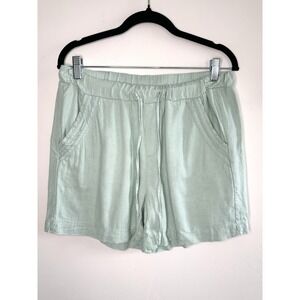Briggs Womens Linen Blend Pull-On Shorts M Sage Green Coastal Boho Summer Staple